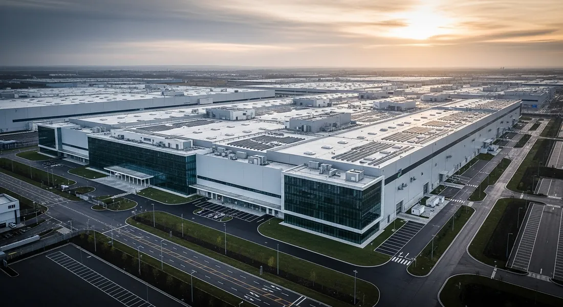 EV manufacturing plant aerial
