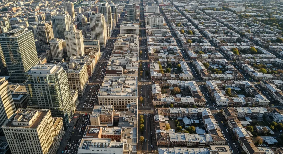City density gradient aerial